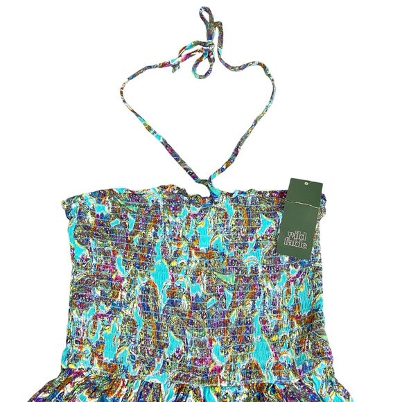Wild Fable Women's Sleeveless Woven Smocked Romper - Blue Paisley XX Small NWT - Picture 12 of 16